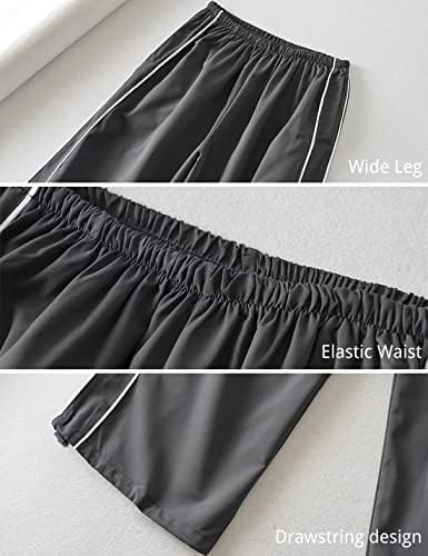 Хуакијао жени со шишиња панталони панталони широки нозе еластична половината y2k падобран панталони панталони џемпери