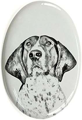 Дрво шетач Коунхунд, овална надгробна плоча од керамичка плочка со слика на куче