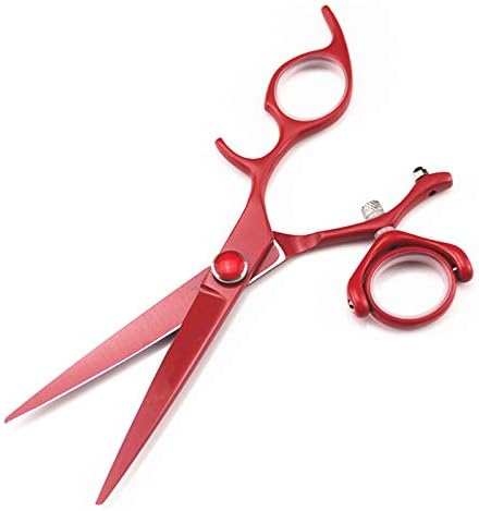 Ножици за сечење на косата, 6 -инчен професионален Јапонија 440C црвени ротирачки летачки ножици за коса, фризури за слабеење бербер