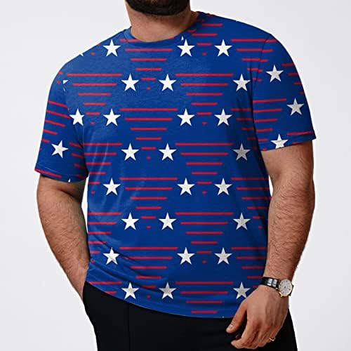 Руируилико машки патриотски маици со Америка, знаме лето случајни врвови со кратки ракави, лабава графичка 3Д отпечатоци од врвови на врвови