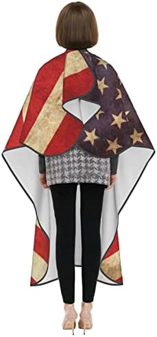 Американско Знаме Гроздобер Фризерски Салон Наметка За Стилист За Сечење Коса Престилка Берберски Капак За Клиенти Стилизирање Професионален