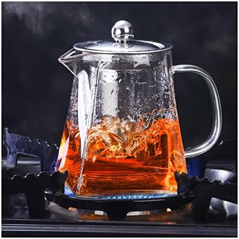 Uxzdx отпорен на стакло чајник со стакло од не'рѓосувачки челик загреан сад чај сад добро чист котел квадратни корпи за филтрирање
