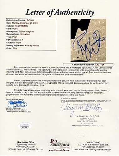 Роџер Вотерс потпиша автограм црна целосна големина Fender Electric Bass Guitar B/ James Spence JSA Писмо за автентичност - Пинк