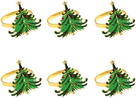 Zjhyxyh 6/12/24pcs Божиќна салфетка прстени за новогодишни салфетки прстени за држачи за венчални празнични вечери за забави декор