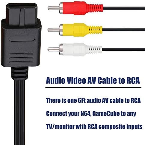 АВ кабел композитен видео кабел компатибилен со Nintendo 64/N64/GameCube/Super Nintendo SNES ТВ игра