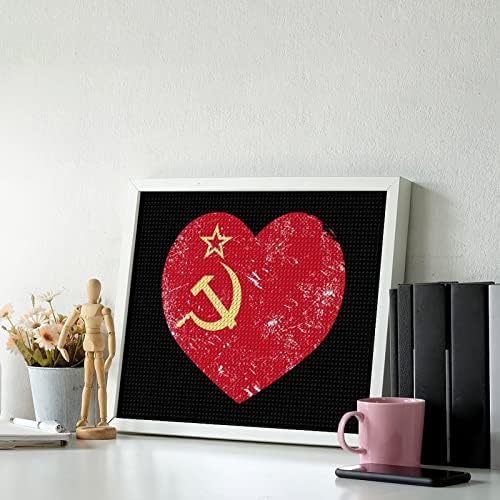 Комунизам Советски Сојуз ретро знаме Дијамантски комплети за сликање 5д DIY целосна вежба Rhinestone Arts Wallид декор за возрасни 16 x20