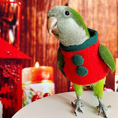 Облека за птици-Рачно Изработена Памучна Божиќна Џемперска Кошула Дебел Зимски Топол Костум За Летање За Папагали Африкански Сиви