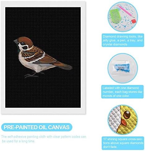 Sparrow Custom Diamond Saftion Kits Paint Art Picture By Броеви за декорација на домашен wallид 12 x16