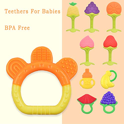 НЕПАК 10 Спакувајте Играчки За Заби За Бебиња, Силиконски Бебешки Заби Во Форма На Овошје, Комплет За Заби За Новороденчиња, Заби За Бебиња