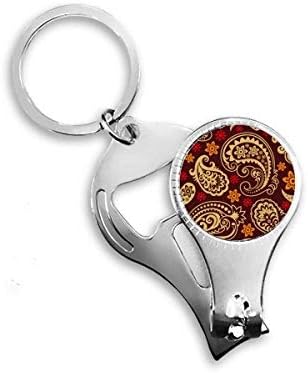 Печатење повторувачка ткаенина кафеава разнобојна уметничка уметност нокти прстен прстен клуч за шишиња со шише со шише