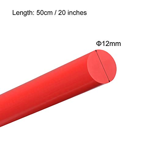 UXCELL 3PCS Пластична тркалезна шипка 1/2 инчен дијаа 20 инчен црвен полиоксиметиленски шипки Инженеринг пластични тркалезни шипки