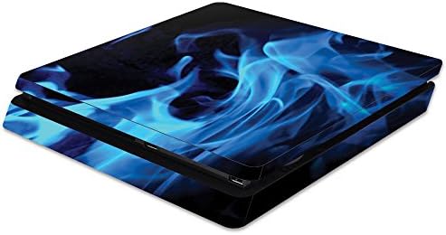 MOINYSKINS Skin компатибилна со Sony PS4 тенок конзола - Синиот пламен | Заштитна, издржлива и уникатна обвивка за винил декларална обвивка