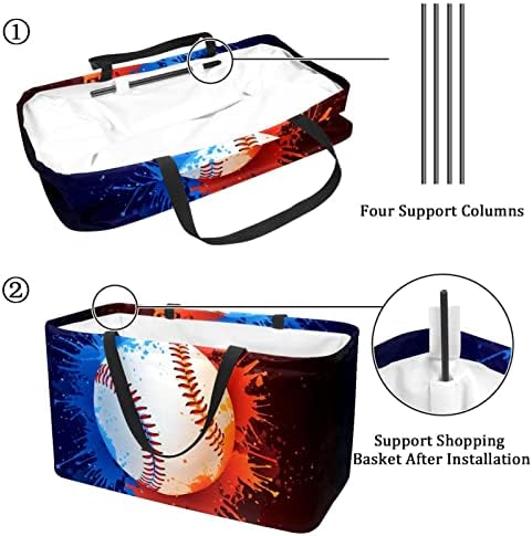 Кошар за еднократно шопинг Бејзбол топка мекобол преносен преклопен пикник намирници кеси за перење алишта за торба за торбичка за