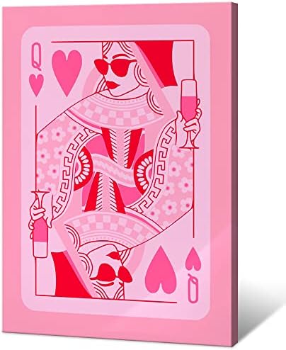 Хемолална розова кралица на срцата покер естетски постери Смешно подготвување картичка картичка платно wallидна уметност игра соба отпечатоци