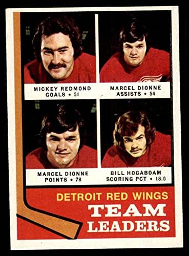 1974 Топпс 84 Лидери на Црвените крилја Мики Редмонд/Марсел Дион/Бил Хогабоам Детроит Црвени крилја екс/МТ Црвени крилја