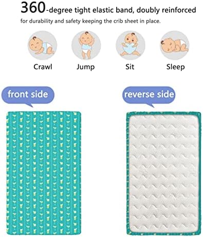 Летни тематски опремени мини чаршафи, преносни мини чаршафи со меки и затегнати вградени садови за креветчиња за креветчиња или столб