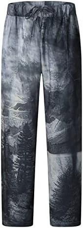 Миашуи Момче 10 Машки Модни Секојдневни Печатени Џебни Панталони Со Врвки Панталони Со Големи Димензии Мажи Домашни Панталони