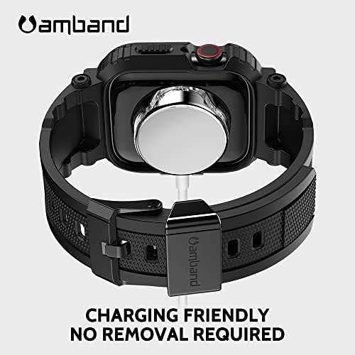 amBand Bands Компатибилен со Apple Watch 8/7 45mm, M1 Sport Series Солиден Случај Со Заштитен Капак На Ременот за iWatch 6/SE/5/4/3 42/44/45мм
