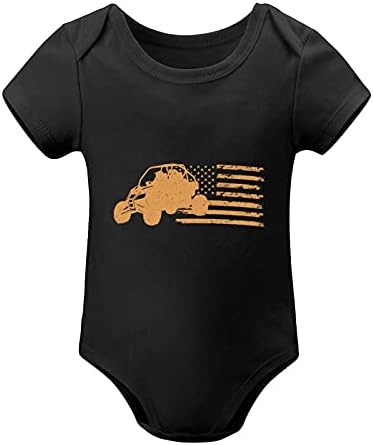 B & Mavis Четири тркала што го калмеа американско знаме потресено унисекс бебе кратко ракав црн каросерија