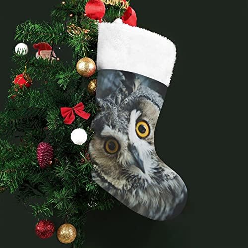 Yellowолти очи орел був Божиќни чорапи порибување Божиќ дрво санта украси виси украси за одмор на камин 16,5 “