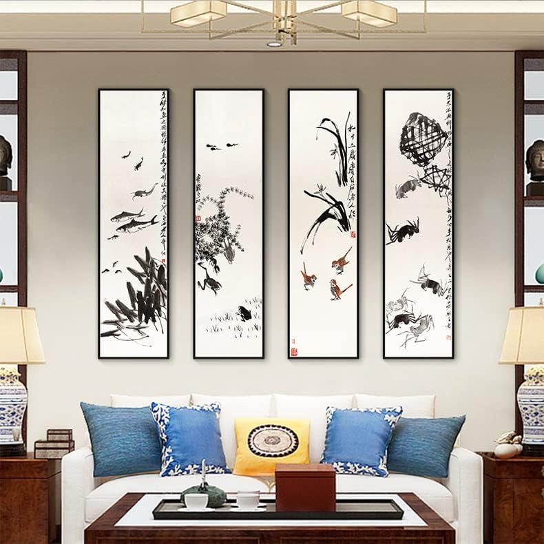 Нов кинески стил што виси сликарство Чи Баиши Кинеско сликарство Зен Инк сликарство дневна соба Декорација на софа позадина wallидно сликарство