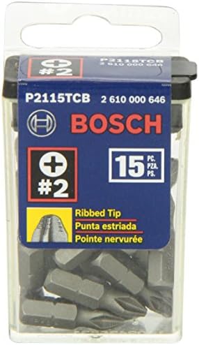 Bosch P2115TCB 1 in. Влијание Тешко Филипс вметнете малку, 15-парчиња
