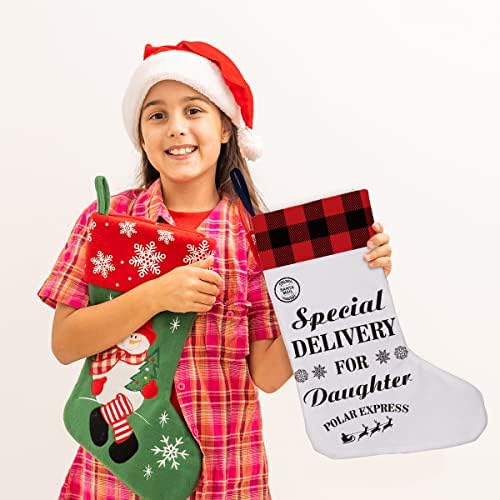 Golsoo Daughter Burlap Божиќно порибување специјална испорака за ќерка Божиќ што виси порибни подароци за декорација на камин дома