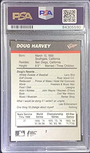 Даг Харви Ауто -картичка 1988 Спортски омпир 1 Светска серија MLB PSA Encapsulated