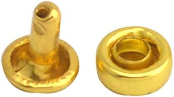 Wuuycoky Golden Double Cap Plan Rivet Chessman Metal Studs Cap 10mm и Post 8mm пакет од 100 комплети