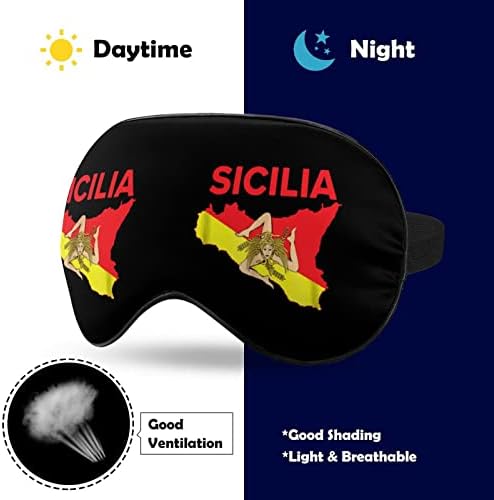 Карта На Знамето На Сицилија Мека Маска За Очи Ефикасно Засенчување Маска За Спиење Удобност Врзани Очи Со Еластичен Прилагодлив Ремен