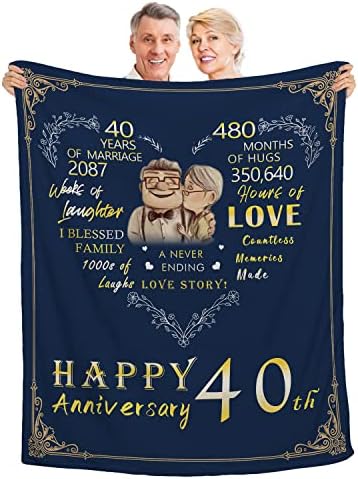 40 -годишнина ќебе подароци за родители двојки, 40 години подароци за брак за тато мајка, сопруг годишнина од идеи, 40 -ти подароци