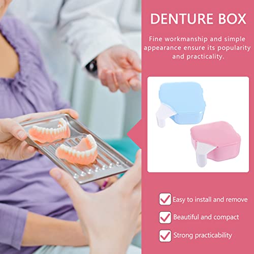 Doitool 2 парчиња стоматолошки ортодонтски прицврстувач случај лажни заби за чистење бања кутија за натопување чаша уста за складирање