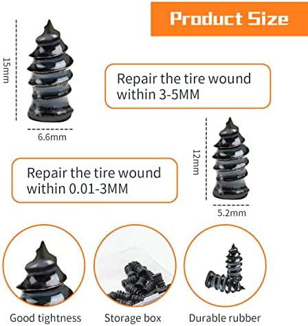 40 парчиња за поправка на гума за гума за гума, приклучок за завртки за гуми Брза алатка за поправка на гуми за самопослужување