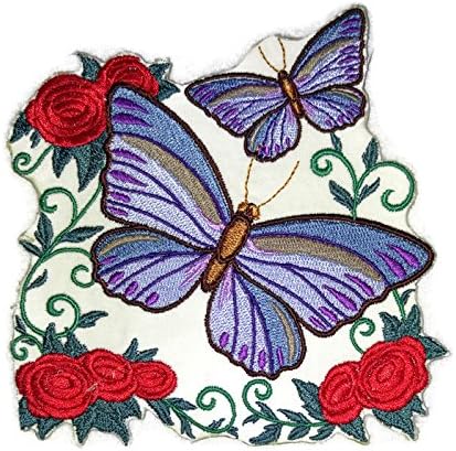 Обични и уникатни неверојатни шарени пеперутки [Викторија Флутерби] Везено железо на/шива лепенка [4,87 x4.82] направено во САД]