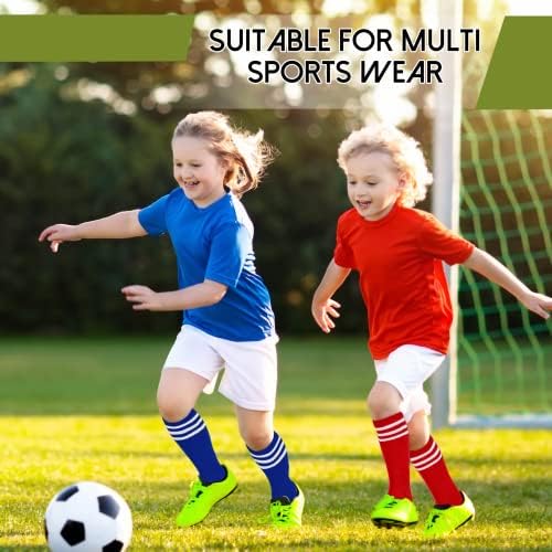Зандо Детско дете памук три ленти Спорт фудбалски тим чорапи униформа цевка Симпатична колена висока порибување за момчиња девојчиња