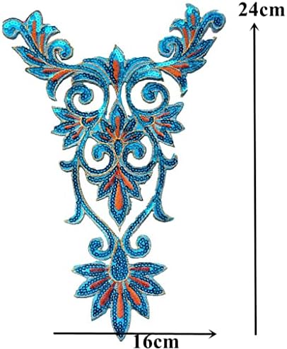 Pdgjg Сини закрпи за секвенци цветни тотем шијат железо на значки извезени апликации за облека DIY занаетчиска декорација налепница