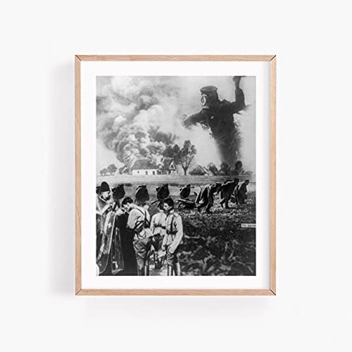 Бесконечни фотографии Фотографија: Батиушка Благословник, На фронт, војници, маски за гас, куќа за горење, руски, 1915 година