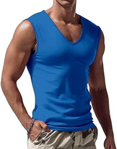 Ziwoch Mean's V Reck Top Top Лесен атлетски атлетски цврст ракав маица без ракави