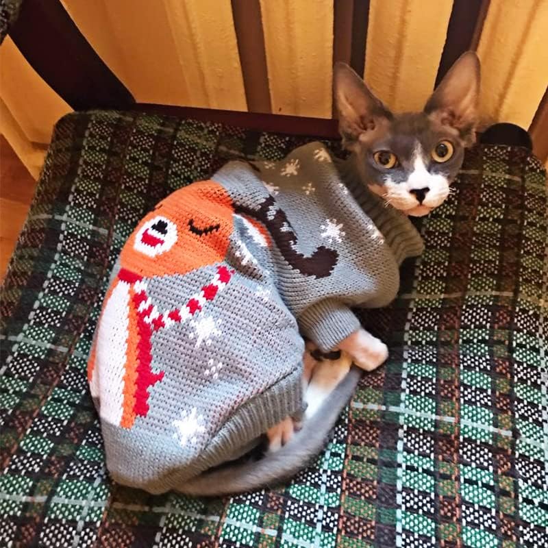 Зимски Цртан Филм Мачка Куче Облека Топол Божиќен Џемпер За Облека За Мали Миленичиња Палто Плетење Капчиња Крпа Црвено Куче ХС