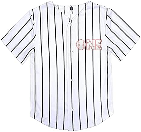 Baicaiyu Toddler 1-ви роденден бејзбол дрес на лежење на маицата со маица со модерна кошула со копче V-вратот