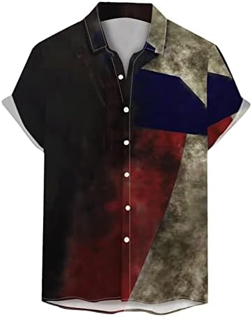 Патриотски кошули за мажи Беуу 4 -ти јули Ретро Американското копче за знаме надолу со врвови на врвовите на независноста на Денот на