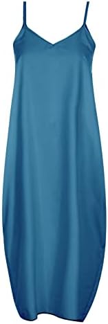 Narhbrg 2023 женски цврст макси фустан летен лабав фустан макси фустани за џебови на јуниори камизол долг фустан плус големина