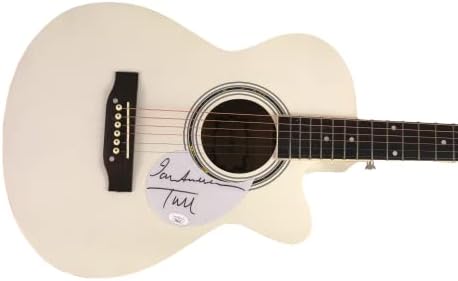 Јан Андерсон потпиша автограм со целосна големина акустична гитара w/ James Spence JSA Автентикација - Jethro Tull икона, застанете, корист,