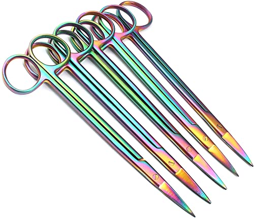 Сет од 5 мулти титаниум боја виножито Кели ножици 6.25 директен не'рѓосувачки челик од онлајн продавницата G.S