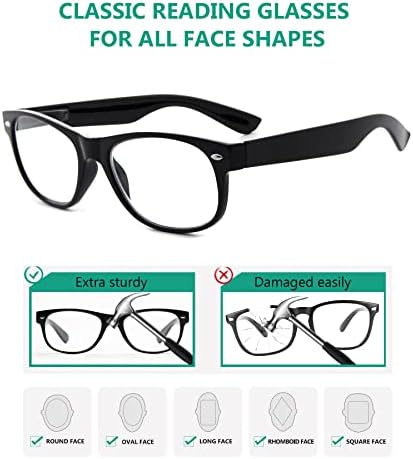 Очила за читање на очила на очите на 80 -тите години за жени 5 пакувања читатели на црна рамка +1,75