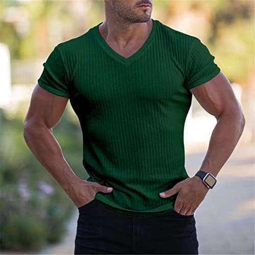 Модни атлетски тренинзи маички за мажи со краток ракав против вратот активен мускул, трчајќи маички кошула