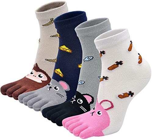 Детски чорапи за пети девојки симпатична животинска мачка кучиња памук сокс пет прсти на глуждот чорап