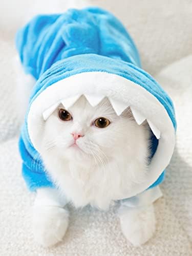 Qwinee ајкула дизајн кадифен кучиња пижама, палто за кучиња, кученца худи, костум за кучиња мачки, животни космеј, облека за кучиња,