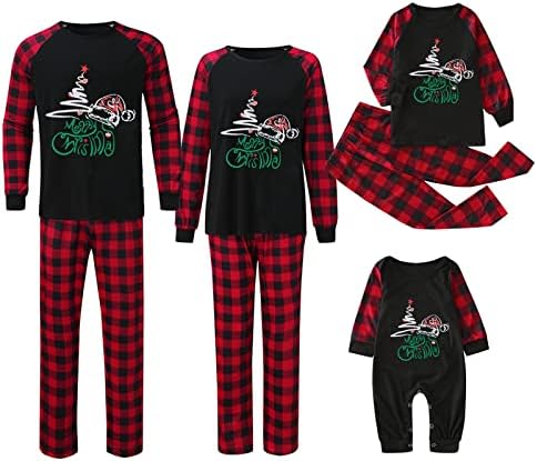 Семејство што одговара на Божиќните пижами поставени Божиќни дрво печати со долги ракави врвови и панталони PJs за спиење облека 2 парчиња