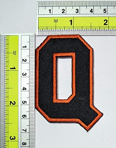 Парита 2,4 инчи. Портокалова црна буква r железо на везена лепенка англиска азбука букви А до z лепенка за јакна торбички фармерки